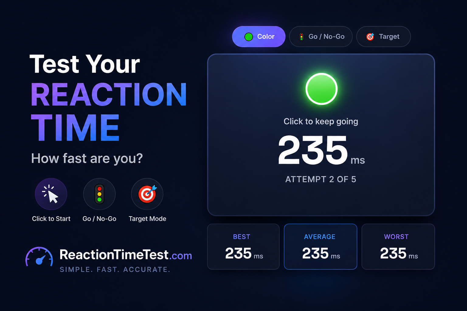 Reaction Time Test — Measure your reflexes in milliseconds